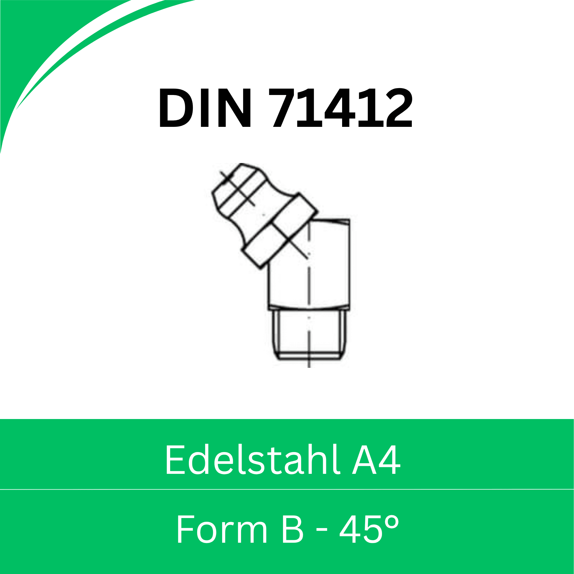 Bild von DIN 71412 ➤ Sechskant - Schmiernippel (Form B - 45°) - Edelstahl A4